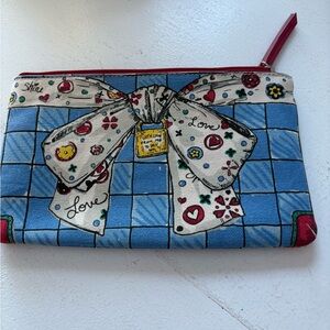 Brighton Blue and Red Bow Print Pouch